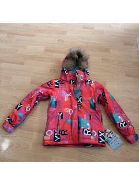 Roxy Insulated 5K Technology Girl's Pink Spellout Snowboard/Ski Jacket | Sz 10